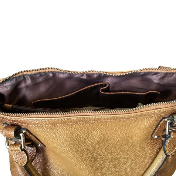 KATTEE Sorrel Brown Pebbled Leather Satchel Top Handle Bag Large #324A - Picture 8 of 13